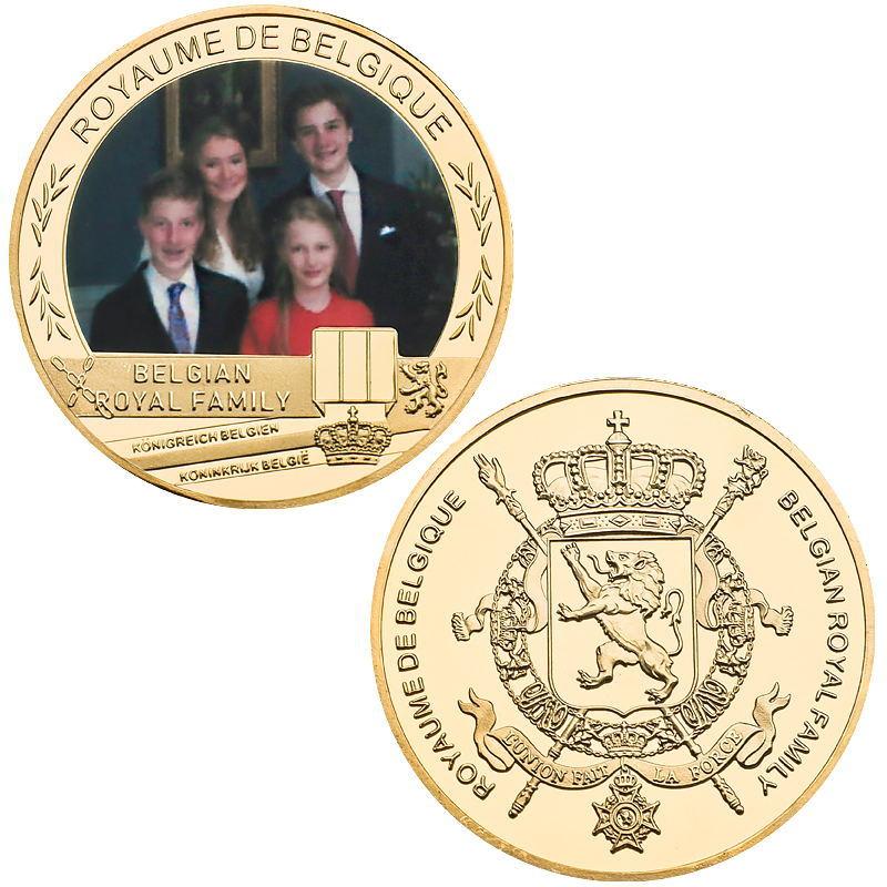 Medalie Comemorativă Regală Belgiană, Monede Comemorative, Set Cadou Artizanat Metalic, Insignă Metalică, Colecție, Include cutie cadou