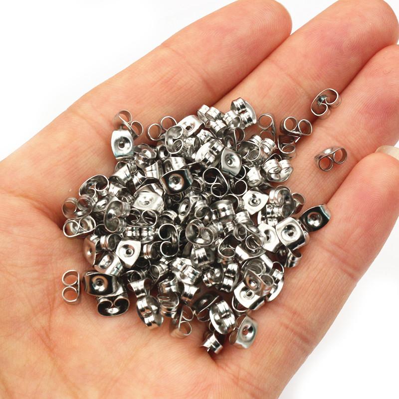 100pcs 6x4.5mm Stainless Steel Gold Plating Earrings Back Plug DIY Jewelry Making Accessories Earring Studs Stoppers Findings