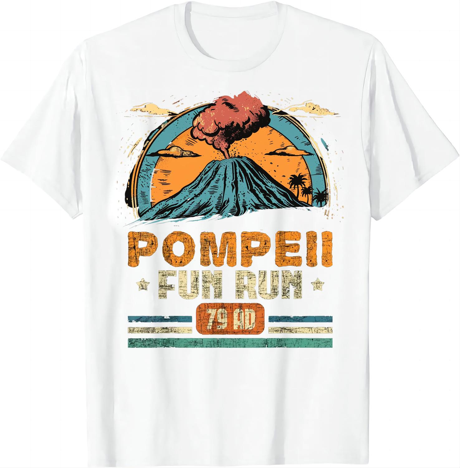 

Pompeii Fun Run Geography Volcanologist Volcanology TShirt Streetwear Vintage T Shirt Camisetas M