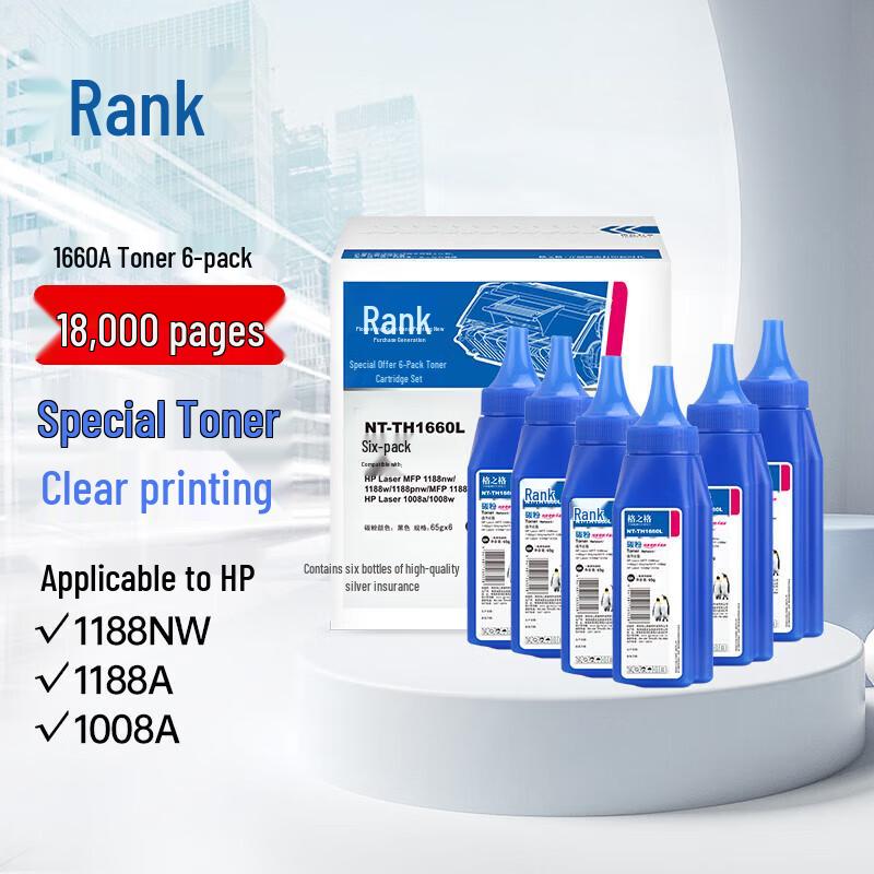 Gezhige W1660a Compatible Toner Powder for HP 166a Series, 6-Pack