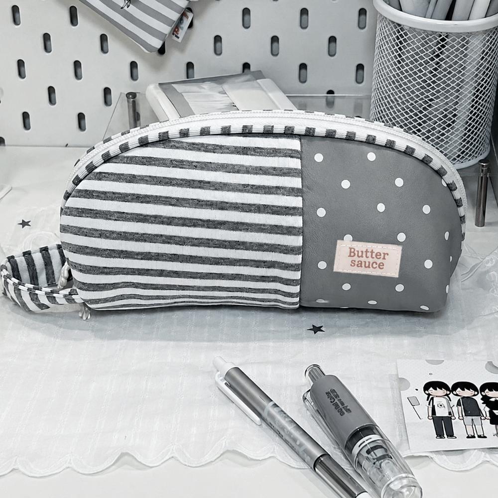 Shell Shape Pen Bag Stripe Patchwork Pencil Pouch Korean Style Pencil Case  School Supplies