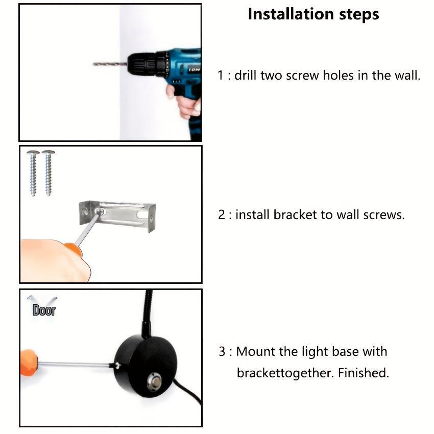 3W LED Gooseneck Wall Light with Touch Dimming for Bedside and Hotel Reading
