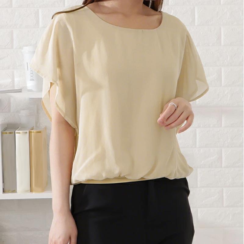 

ZANZEA Женская повседневная блузка с круглым вырезом, свободного кроя, с короткими рукавами абрикосовый