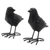 1 Pair Simulation Crow Ornament Innovative Festival Home Garden Animal Decoration Statue Resin