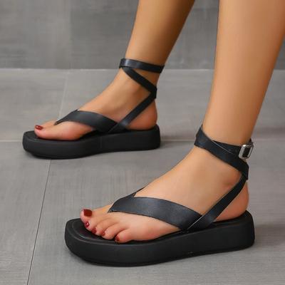 Women's Sandals Shoes for Female Summer Flip Flops Platform Roman Style Low Heels Black Fashion Casual Ladies Comfort Shoes 2024