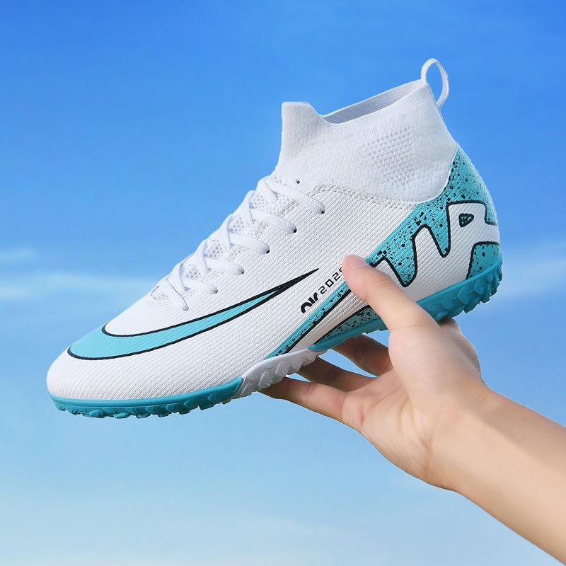 Football Shoes High Top Socks Shoes Men's and Women's AG Length and Short Nails Leather Foot Youth Student Manufacturer Football Shoes