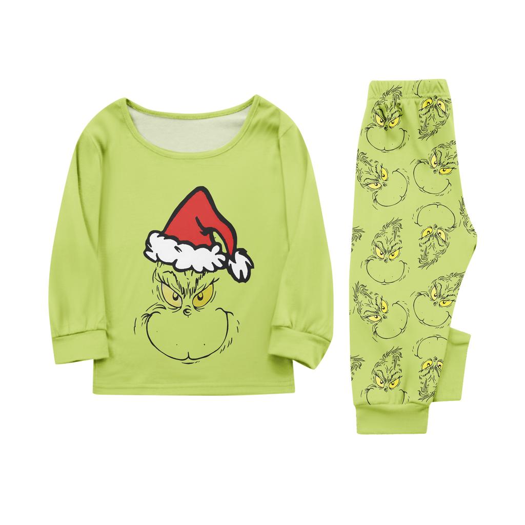 Print Cute Family Set Pajamas, Home Clothes, Family Set Long Sleeve Top Pants Set