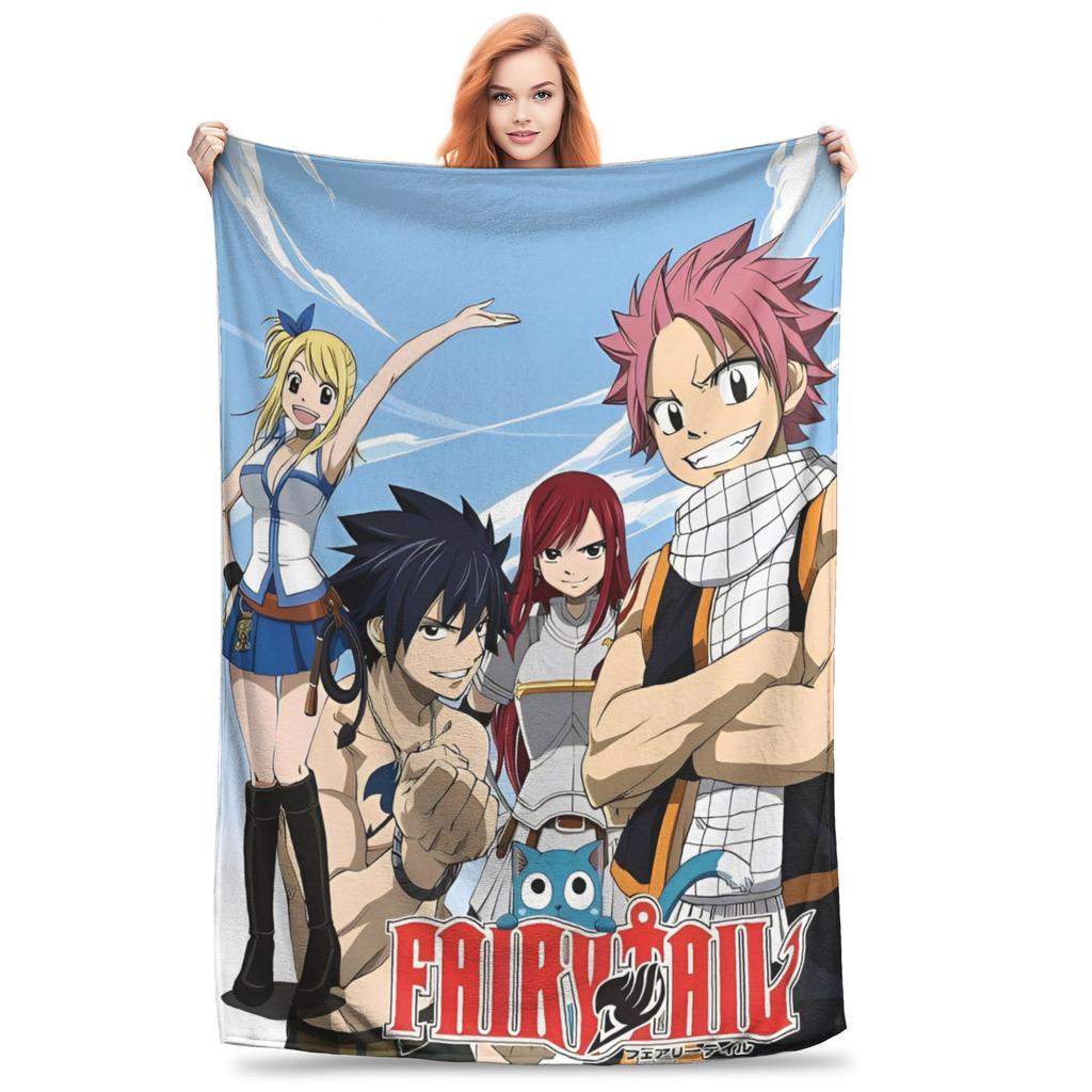 Fairy Tail Knitted Blanket Flannel  Super Soft Throw Blankets for Outdoor Travel Bedspread