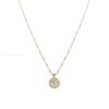 New Vintage Rose Pendant Stainless Steel Necklace for Women Irregular Round Shell Metal Clavicle Chain Party Jewelry