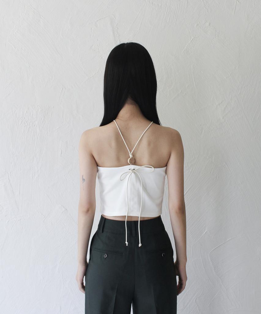 RUBATI Halterneck Wooden Beads Top (Ivory)