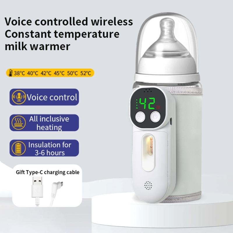 Cordless Milk Bottle Thermal Insulator With Voice Control 18W Fast Heating ABS Fabric Safe Design