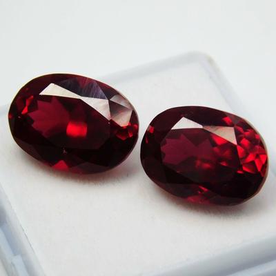 Natural Red Ruby Loose Gemstone 14.20 Ct Oval Cut Pair for Jewelry Making and Gem Collections