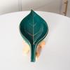 Ceramics Soap Dish with Drain Waterfall Holder for Kitchen Home Green