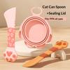 Conjunto de 4 Peças de Colheres para Comida de Animal de Estimação Patinha de Gato, Abridor de Latas e Raspador de Tampa Multifuncional para Comida Úmida de Cão e Gato