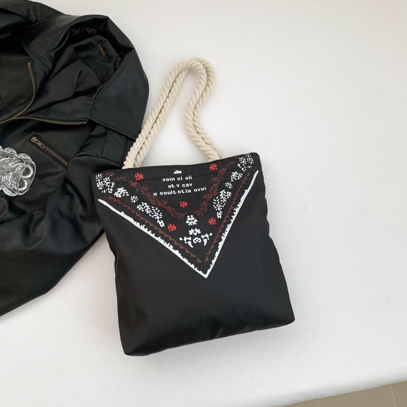 Винтажная шикарная уличная мода Нейлоновая сумка-тоут с элементом автомобильной строчки и застежкой-молнией чёрный