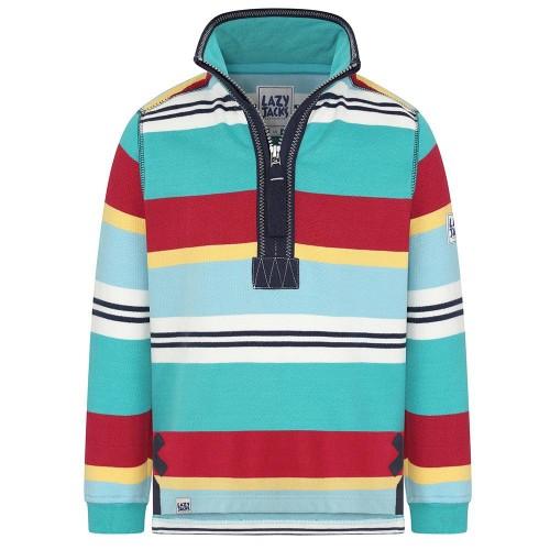 Lazy Jacks Boys Striped Quarter Zip Sweatshirt