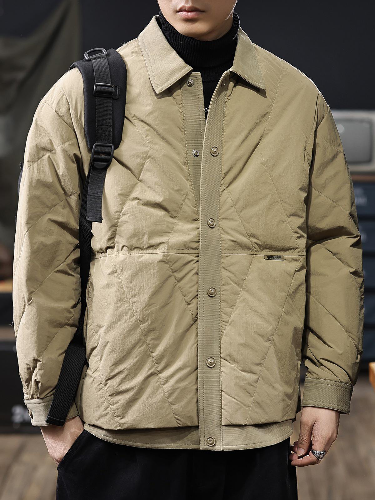 

Men s 2025 Winter Lightweight White Duck Down Shirt Jacket - Warm Casual Lapel Outerwear XL 65-75 kg хакі