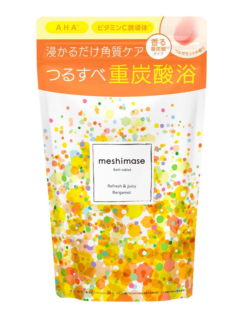 Rosette Meshimase Bath x 14 Bicarbonate Bath Additive for and Bergamot Scent Tablets, 7-Serving (30g Tablets), Dullness, Roughness, Exfoliation,