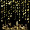 Gold Shimmering Musical Note Star Hanging Garland Gold Music Theme Party Hanging Backdrop Ceiling Decor for Birthday Baby Shower Party Concert