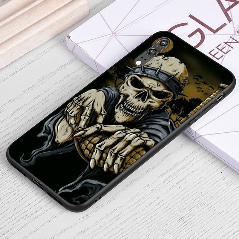 Czaszka Ponurego Żniwiarza Szkielet Dla Samsunga Galaxy A40 S A30 S A2 A20E A20 S A10S A10 E A90 A80 A70 S A60 A50S Czarny Miękki Pokrowiec na Telefon