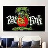 VIKAMA Décoration de Garage Hot Rod Rétro Avec Personnage Mouse Fink Grotte d'Homme Fête Événement de Voiture Bannière Tapisserie Murale Décoration Moderne