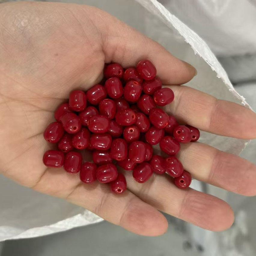 10x8mm Cylindrical Glass Porcelain Imitation Jade Barrel Beads, Multi-color Jujube-shaped Loose Beads for DIY Jewelry