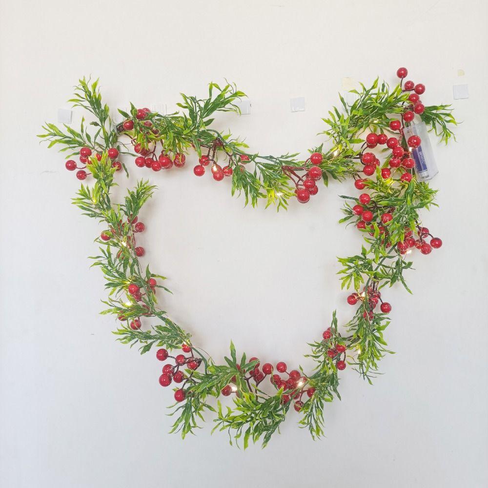 20/30LED Christmas Red Berry Light String Red Berry Christmas Red Fruit Garland  Stairs Railing