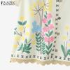 ZANZEA Women Summer V-Neck Casual Floral Print Short Sleeve Blouse