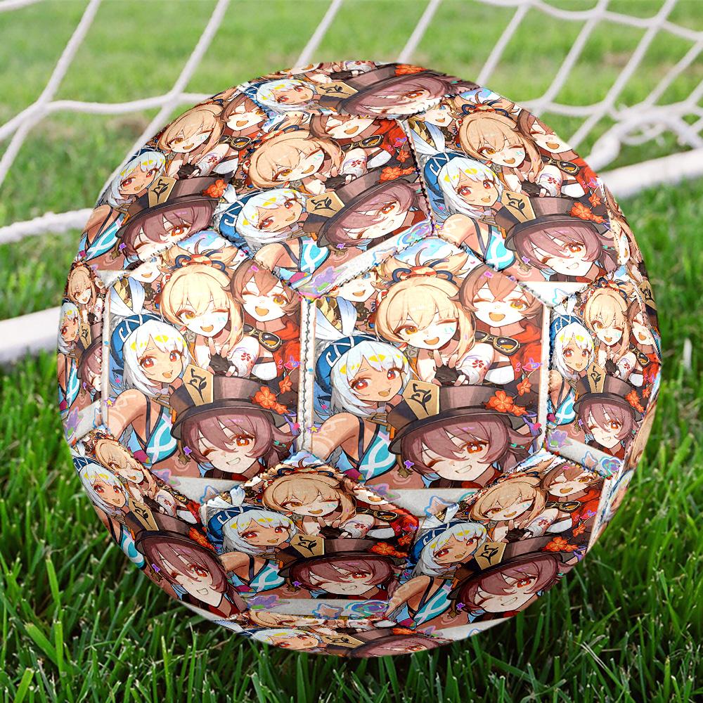 Genshin Impact Print Size 5 Soccer Ball, Standard Match Football for Sports Game and Team Practice, Ideal Gift for Soccer Fans