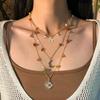 Sun Moon Star Clavicle Chain Women Bead Bowknot Clavicle Necklace Y2K Multilayer Necklace  Gifts