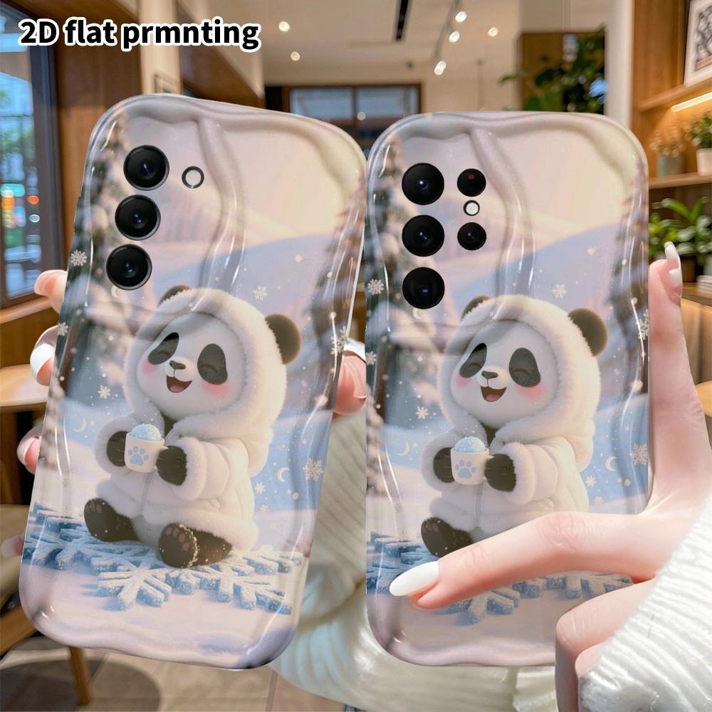 Phone Case: 2D Flat Samsung Galaxy A34 A35 S20 S22 S21 FE Plus Ultra Protective Case, Little Panda In a Puffer Jacket, Christmas and Halloween Gift