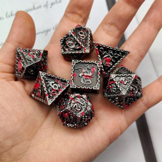Set De 7 Dés Métal DND - Donjons Et Dragons, Jeux De Rôle - D4 D6 D8 D10 D12 D20 D%