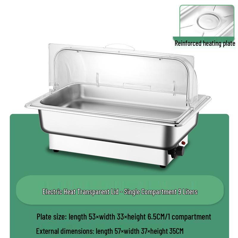 Stainless Steel Electric Chafing Dish with Visible Flip-Top for Buffet & Breakfast