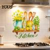 Adesivi Murali in PVC, Adesivi per Cucina ad Acquerello, Pianta Verde Limone Teiera Auto?Adesivi Decorativi, Materiali per Ristrutturazione Casa, Decorazione Impermeabile per Fornelli