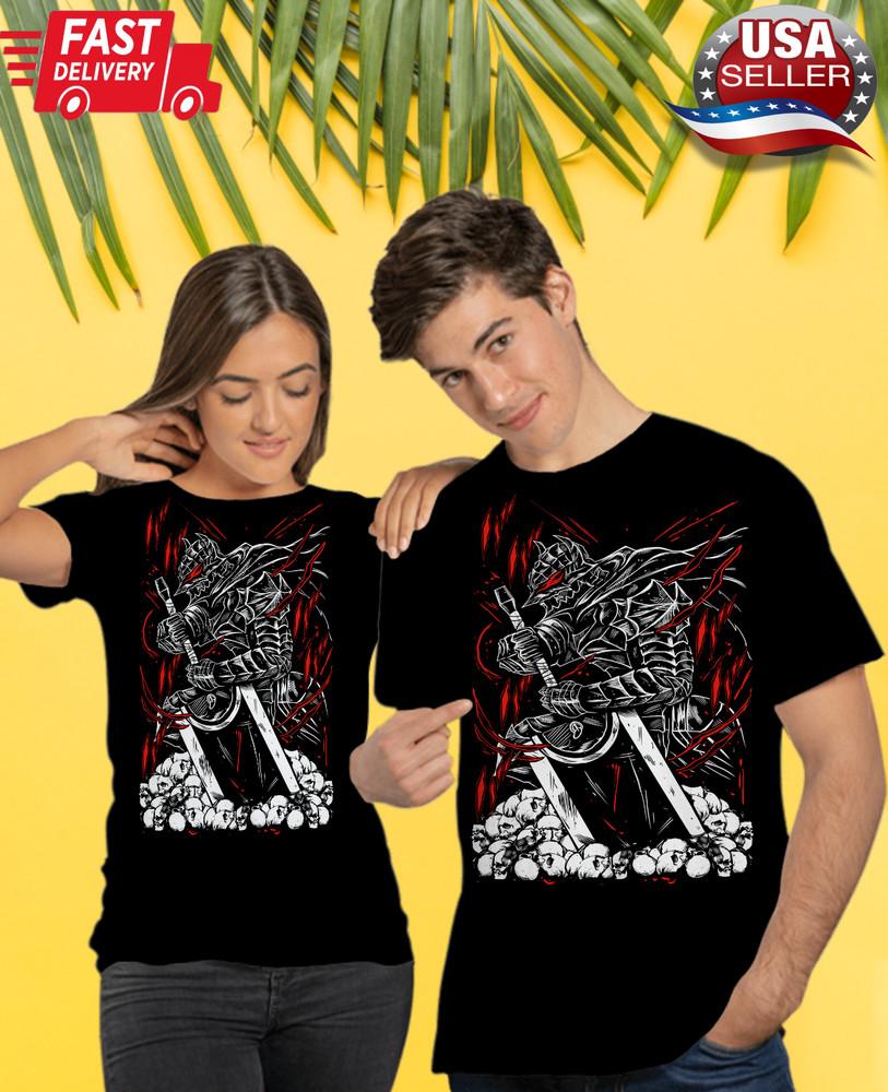 

Berserk T-shirt Manga Strip Guts Berserker Armour ,gift shirt Anime Black shirt 3XL