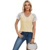 Lace Patchwork V-neck Breathable Top European and American Style Lace Patchwork V-neck Casual Tops