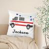 1 personalized customized square pillow cover, suitable for family use - excavator truck and fire truck design - perfect birthda