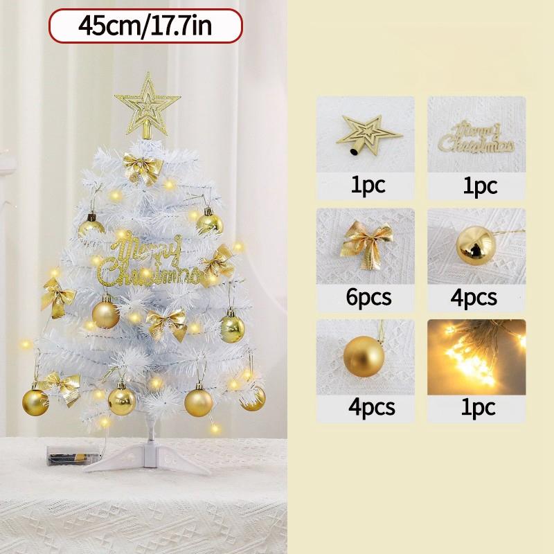 35/45/60Cm Diy Christmas Tree With Led Lights Desktop Ornaments Handmade Artificial Xmas Tree New Year Gift Home Office Decor