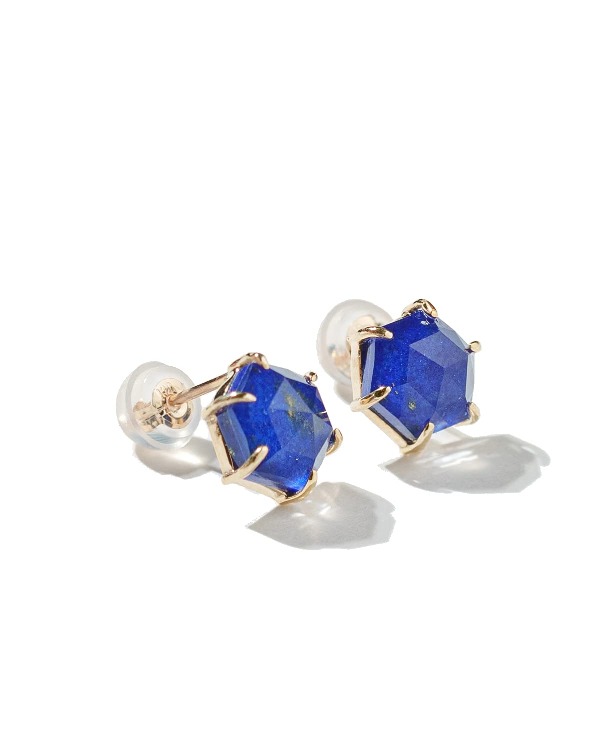 

K10 Yellow Gold Lapis Lazuli Quartz Earrings L&Co 43-7926 синій