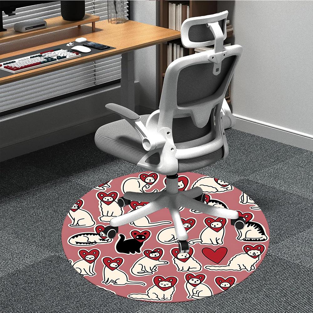 

1 шт. Круглый ковер с рисунком кошачьего сердца для офиса, коврик для помещений, подходит для офиса, под офисные стулья, спальни, гостиной, домашнего декора122 80cm by 80cm