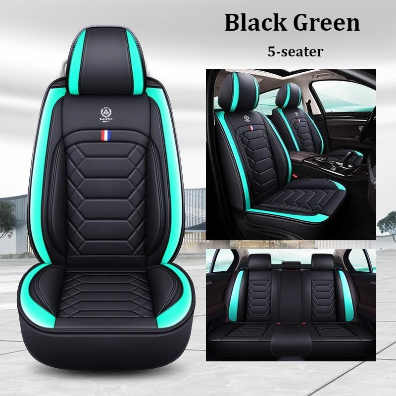 5-Seat Full Car PU Leather Seat Covers 3D Diamond Stitching Soft Comfortable Non-Slip Fit Most Cars All Season