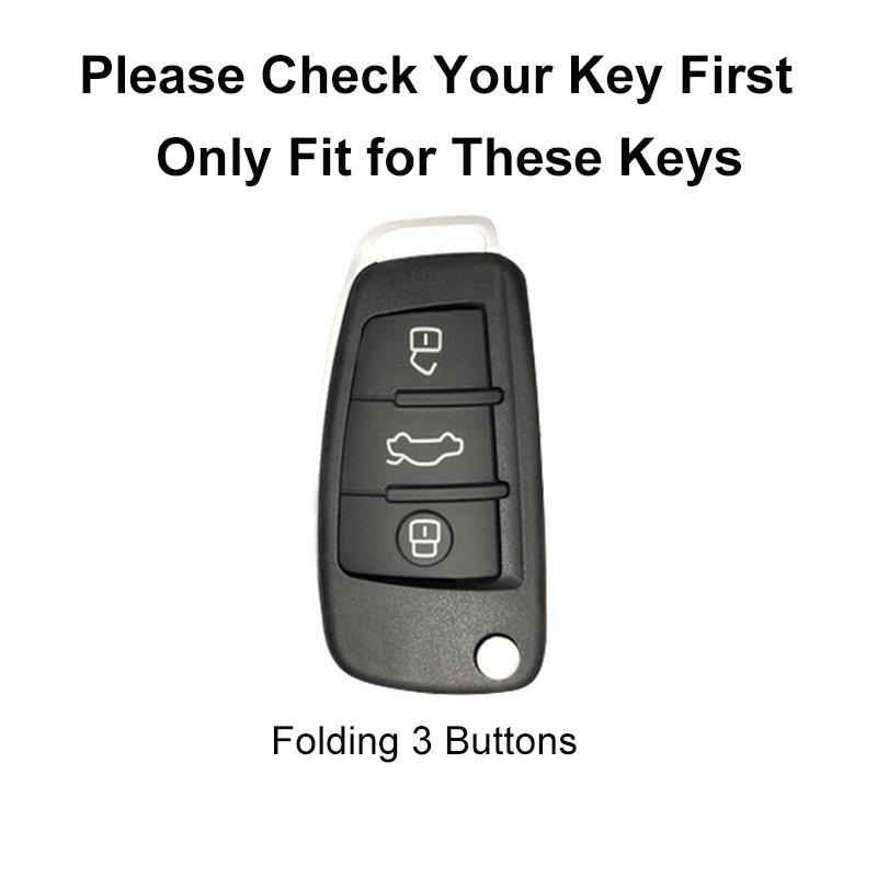 Carbon Fiber ABS Silicone Car Key Cover Protector Case for A3 A4 A5 C5 C6 8L 8P B6 B7 B8 C6 RS3 Q3 Q7 TT 8L 8V S3 Keychain