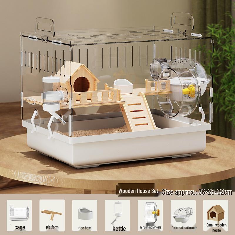 Luxury Acrylic Hamster Villa: Spacious, Transparent Breeding Box with Nest for Golden Hamsters