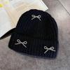 Fashion Solid Color Bow Decoration Women Casual Knitted Hat Autumn And Winter