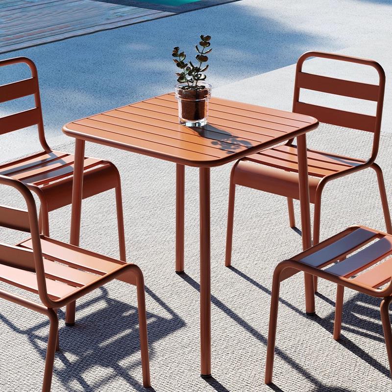 Modern Wrought Iron Outdoor Table & Chair Set for Garden, Courtyard, or Balcony