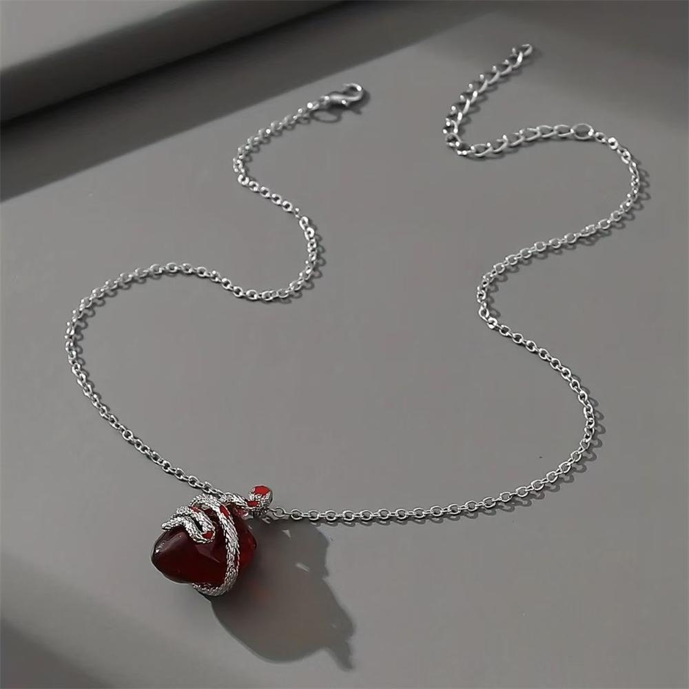 Gothic Snake Wrapped Heart Necklace for Women Dark Halloween Statement Pendant Necklace Romance Jewelry Gifts