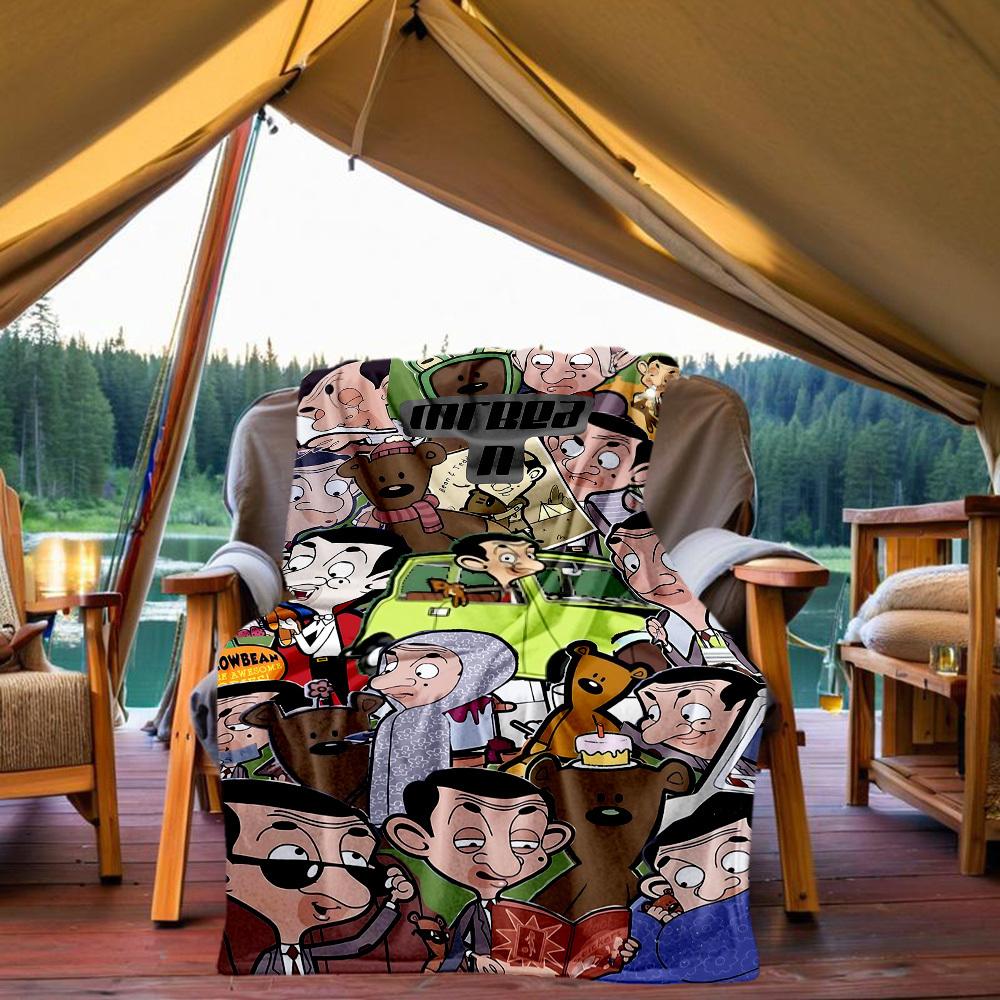 1pc Mr. Bean Adventures Outdoor Blanket Lightweight Flannel, All-Season Use for Sofa, Bed, Travel, Camping, Living Room, Office, Couch073