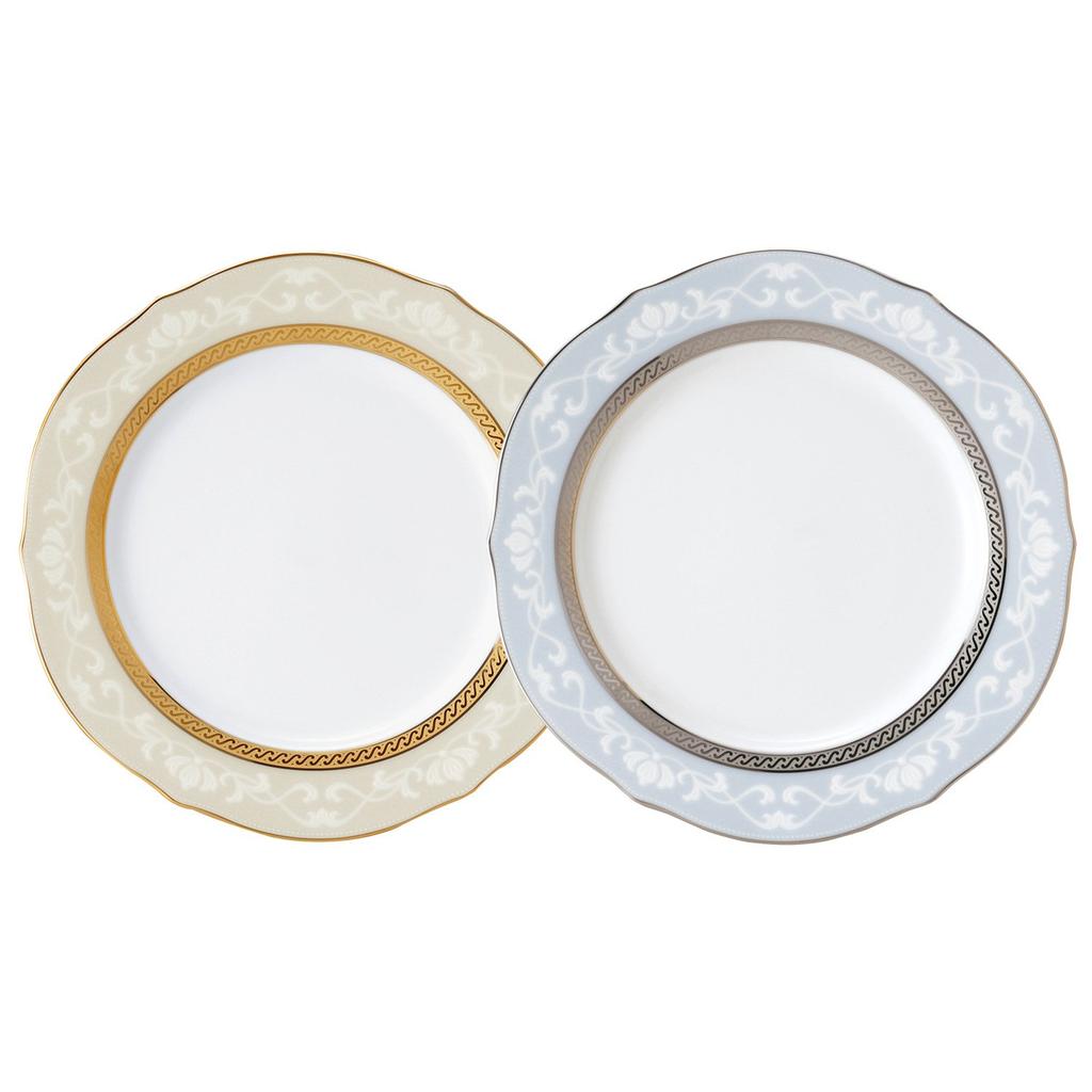 Noritake Accent Plate Changing Pair 23cm Hampshire Gold Platinum 2 Pieces Fine Porcelain (Color Set) & Gold/Silver P91310/4335-6