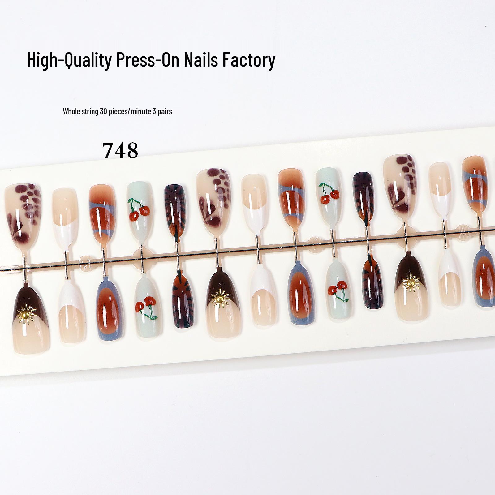 Gold-Flecked French Cherry Almond Cat Eye Press-On Nails Small Almond with Gold Flecks