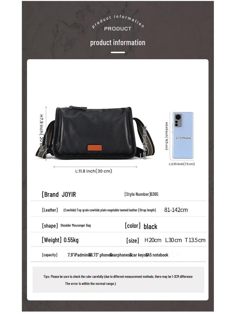 Bolsa Transversal Mensageiro Masculina de Couro Genuíno Crazy Horse